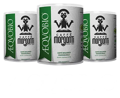 Promotional banner showcasing Morganti AEQVOBIO organic bio coffee with eco-friendly packaging against a natural green background. The image emphasizes purity, sustainability, and carefully crafted organic coffee made from responsibly sourced beans. Banner promozionale che presenta il caffè biologico Morganti AEQVOBIO con packaging eco-sostenibile su uno sfondo verde naturale. L’immagine enfatizza la purezza, la sostenibilità e un caffè biologico accuratamente selezionato, realizzato con chicchi provenienti da fonti responsabili.